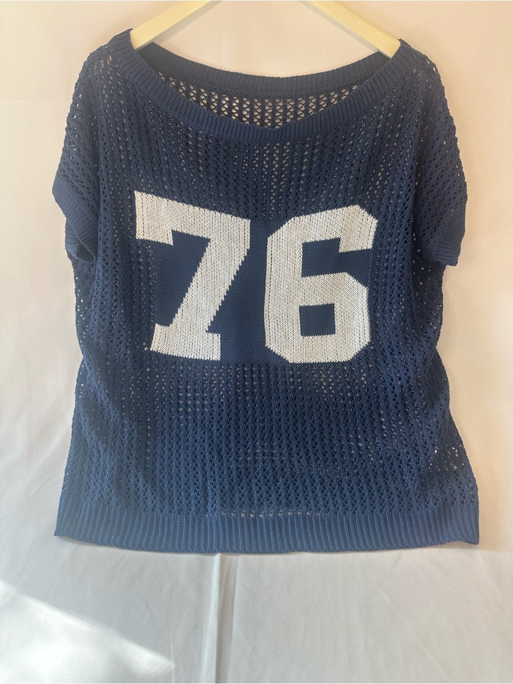 Women’s Navy Knit Jersey Top with White '76' Graphic